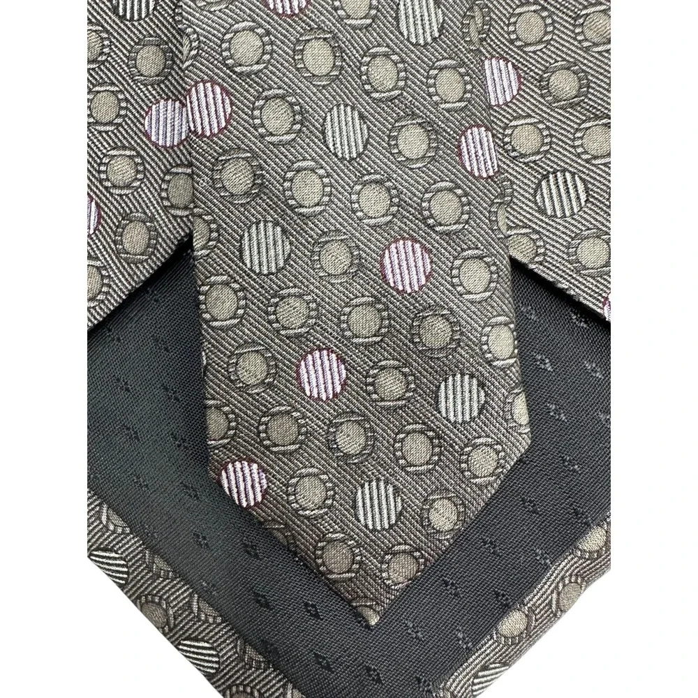 Perry Ellis Portfolio Men's Gray Geometric Silk Fabric Novelty Neck Tie